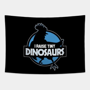 I Raise Tiny Dinosaurs Black & Blue Tapestry