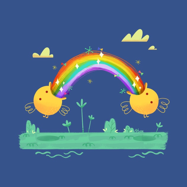 Cute rainbow puke chicks by azbeen