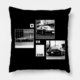 NISSAN SILVIA S14 KOUKI Black 'N White Archive (Black Version) Pillow