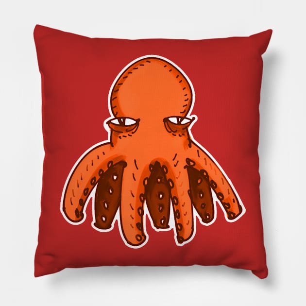 orange octopus cartoon style illustration Pillow by anticute