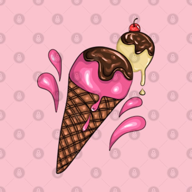 Strawberry and vanilla ice-cream art by MiaArt365