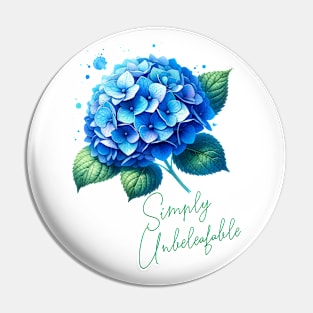 Blue Hydrangea With Leaves Pin