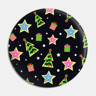 Christmas background. Christmas trees and gifts colorful Pin