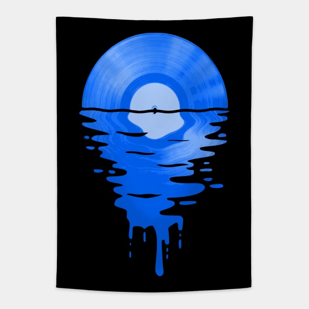 Cool Music Vinyl Record Retro Blue Tapestry by Nerd_art