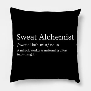 Sweat Alchemist: The Fitness Transformer's Emblem Pillow