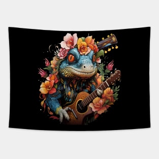 Gecko Playing Guitar Tapestry