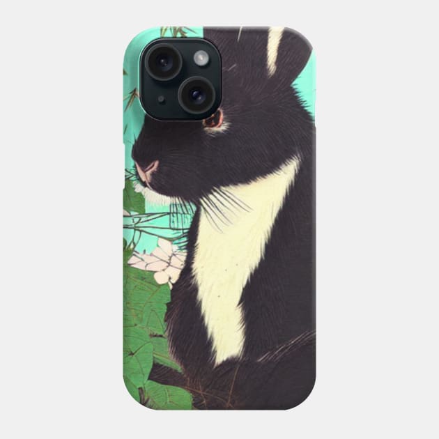 Cute Floral Black Fuzzy Lop Rabbit with Binkying Eyes Innocent Bunny Expression Emotional Animal Phone Case by wigobun