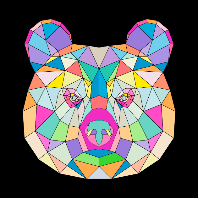 geometric brown bear by notmejulian