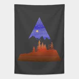 Dramatic mountain and forest scene - Starry Sky Tapestry