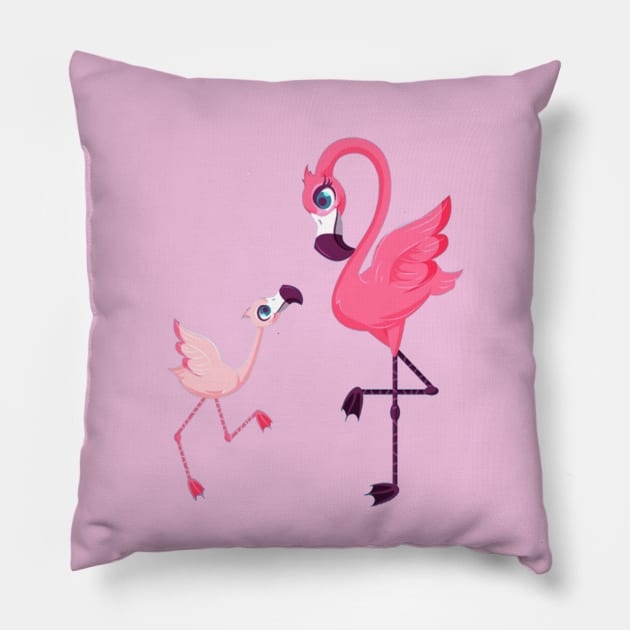 Momma & Baby Flamingos Pillow by crazytz