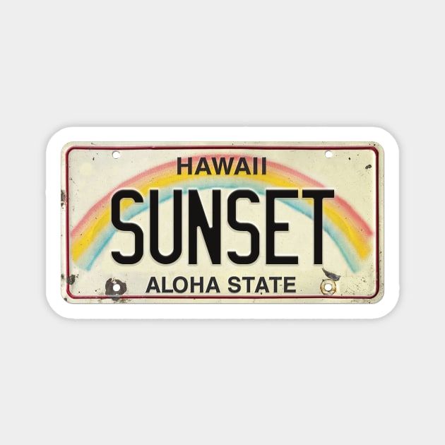 Vintage Hawaii License Plate SUNSET Magnet by HaleiwaNorthShoreSign