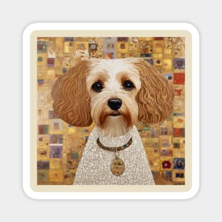 Cute Klimt Dog with Colorful Geometric Background Magnet