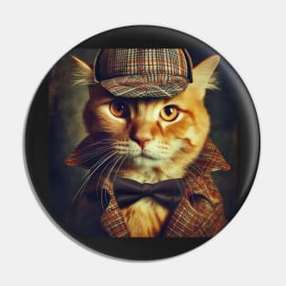 Ginger Cat Detective Pin