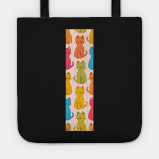 Candy Rainbow happy kitty cats in a row enjoying the sunshine Tote