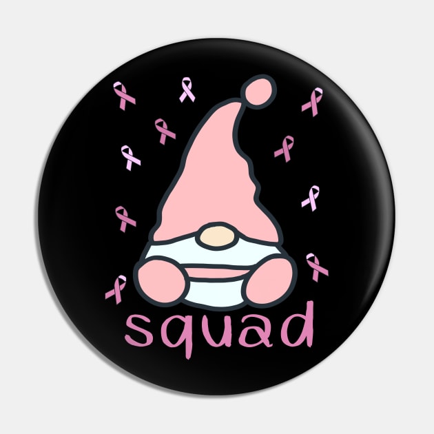 Funny Gnomes with ribbon for Breast Cancer Awareness Squad Pin by beautifulhandmadeart