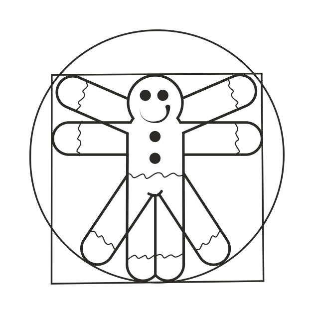 Gingerbread Man Da Vinci (black print) by aceofspace