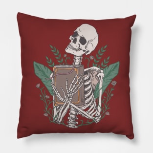 Book Obsessed Skeleton Pillow