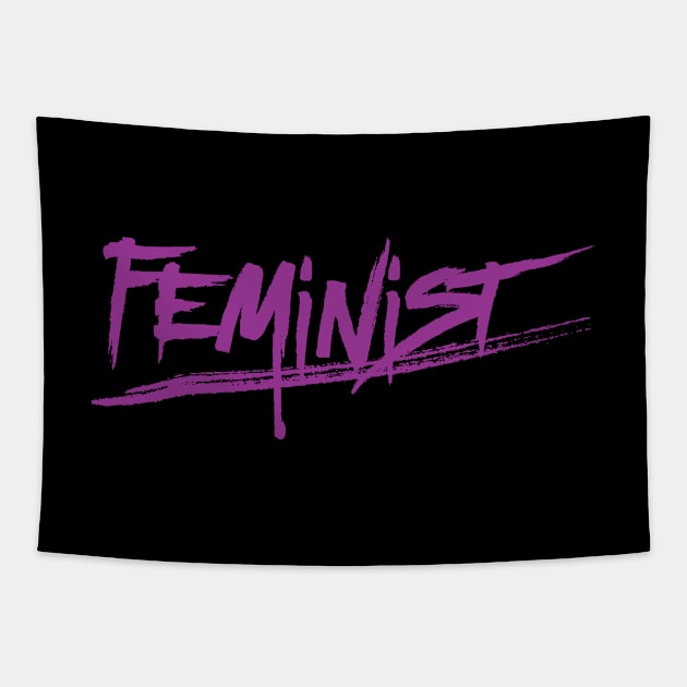 Purple Feminist Brush Strokes Tapestry by FeministShirts