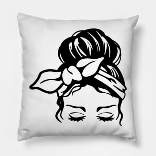 Messy Bun Girl Pillow