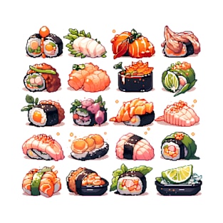 Cute Sushi Anime Food Pixel Art T-Shirt