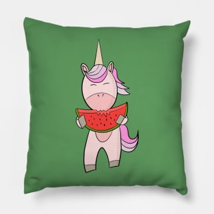Unicorn eating watermelon Pillow