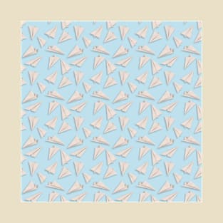 Paper Planes Pattern | White Blue T-Shirt