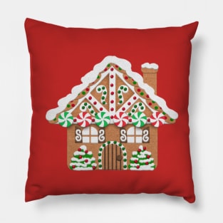 Gingerbread House Felt Applique Style | Faux Felt | Cherie's Art(c)2021 Pillow