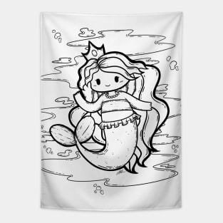 Cute Mermaid Illustration Tapestry