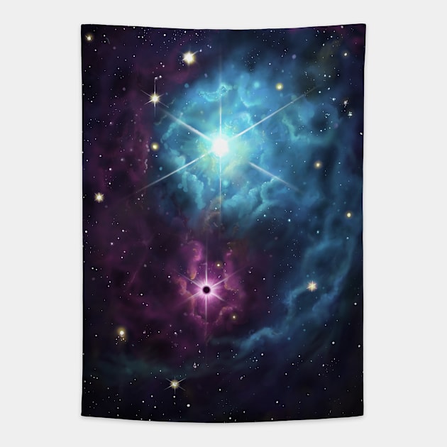 Yin Yang Space Nebula Tapestry by Haptica