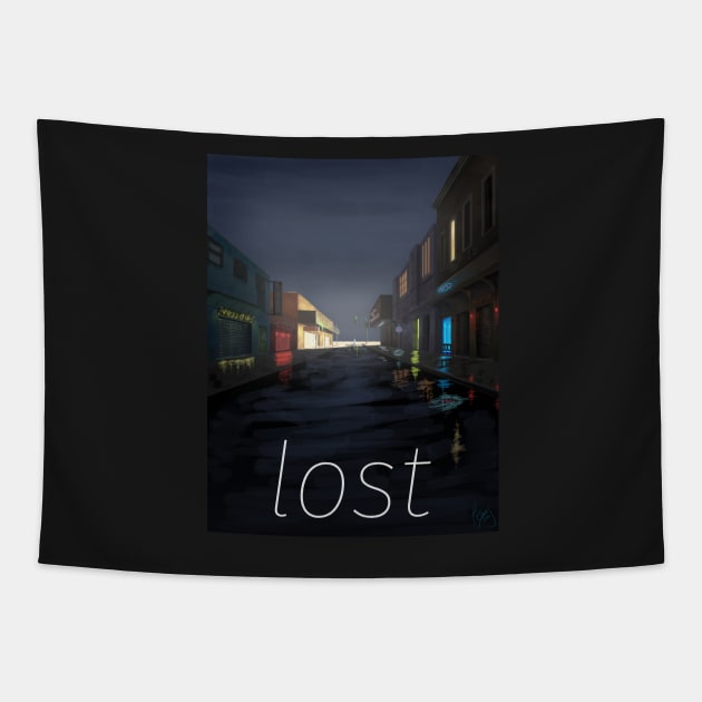 Lost city at night Tapestry by KimberlyFainello