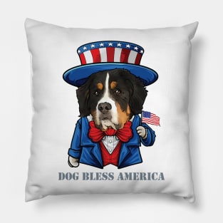 Bernese Mountain Dog Bless America Pillow