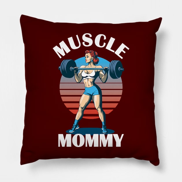 Muscle Mommy - Female Weightlifter Pillow by TMBTM