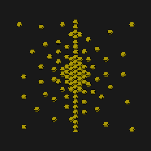 Unruly 3D Hexagons Pattern in Yellow by ArtAndBliss