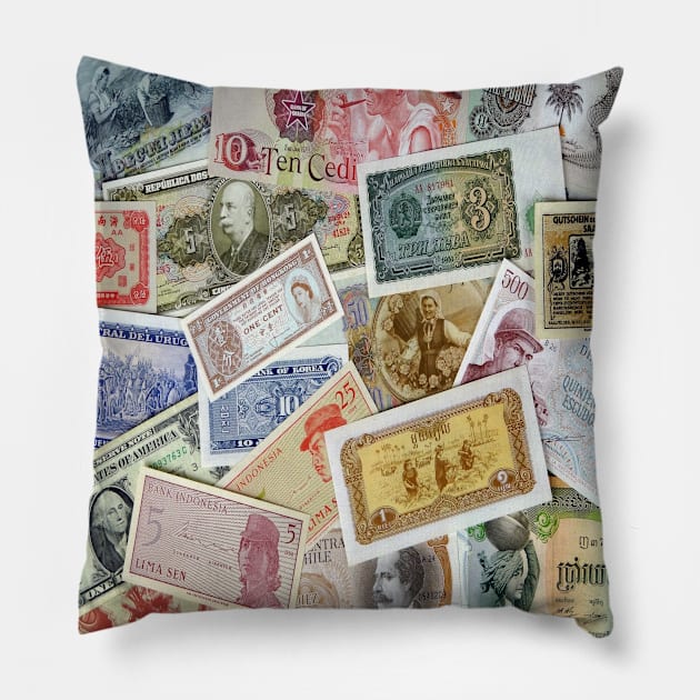 SKILLHAUSE - WORLD MONEY Pillow by DodgertonSkillhause