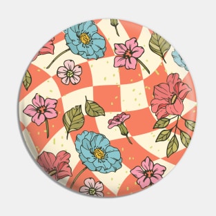 Terracotta Vintage Flowers Pin