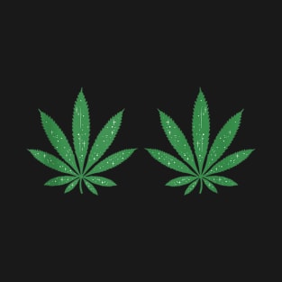Weed Green Boobs Bra 420 Cannabis Leaves Stoner Girl Gift T-Shirt