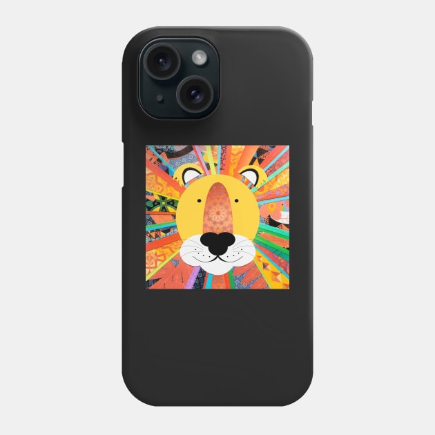 Rainbow lion collage Phone Case by creativemonsoon