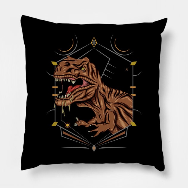 tyrannosaurus illustration Pillow by AGORA studio