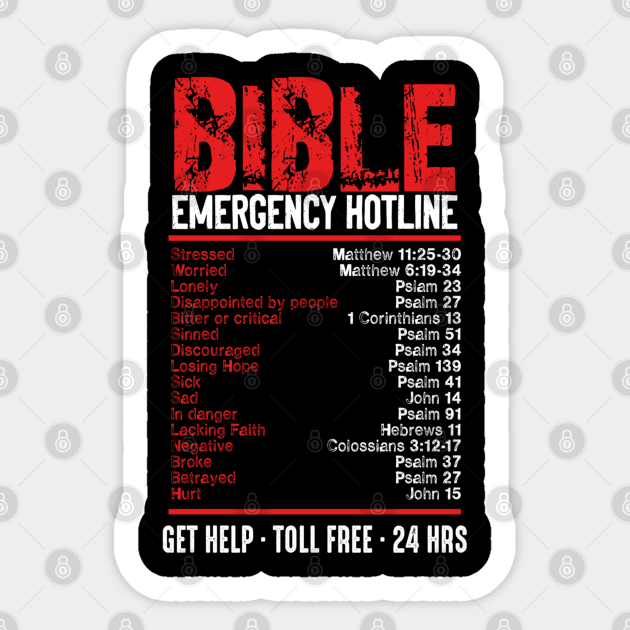 Bible Emergency Numbers Funny Hotline Verses Christian - Christian - Sticker
