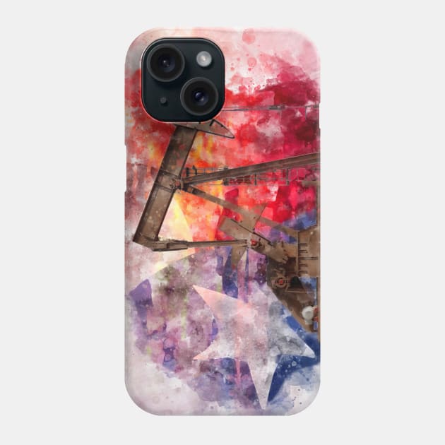 Texan Pumpjack with Texas Flag watercolor Phone Case by SPJE Illustration Photography