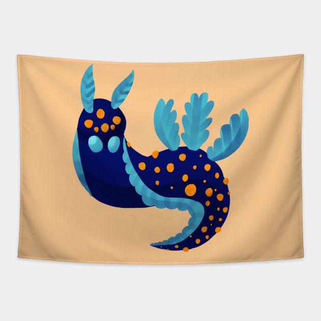 Cute Blue Alien Sea Slug Tapestry by narwhalwall