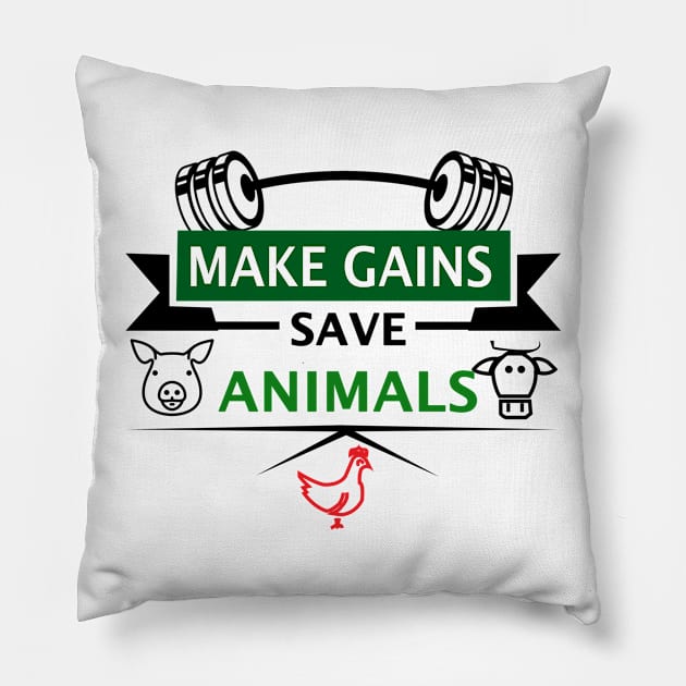 VEGAN GAINS - Online Exclusive Pillow by rafacintron