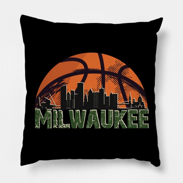 Milwaukee  basketball Pillow by JayD World