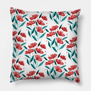 Cute floral bouquet pattern - orange and green Pillow