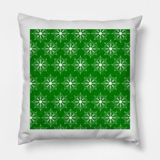 Snowflake Flower Pattern - Lime Green Pillow