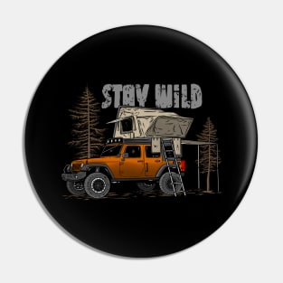 Stay Wild Jeep Camp - Adventure Orange Jeep Camp Stay Wild for Outdoor Jeep enthusiasts Pin
