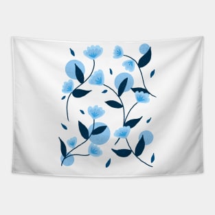 Blue retro floral pattern Tapestry