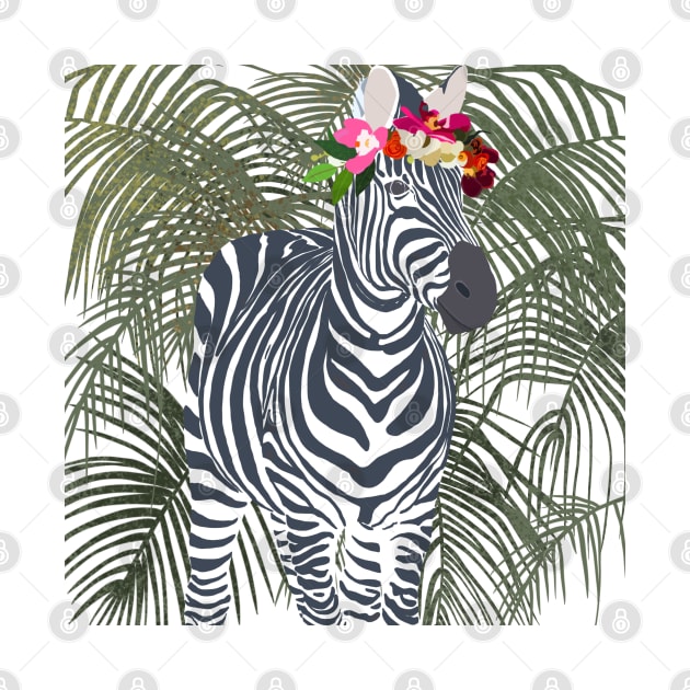 Zebra with Flower Crown by Suneldesigns