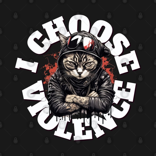 I Choose Violence Streetfighter Cat Funny by woormle