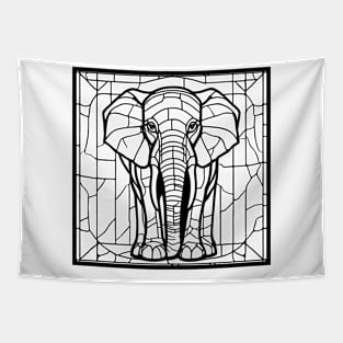 Stained Glass Elephant (Black) Tapestry